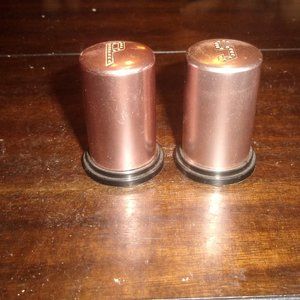 Salt pepper shakers set copper made in USA